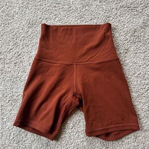 lululemon athletica high waist 6” Bike Shorts in dark terracotta